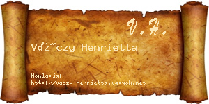 Váczy Henrietta névjegykártya